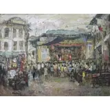 Tan Choh Tee, Street Wayang, Oil on canvas