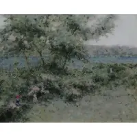 Summer Landscape with Children by Andre Gisson, Oil on canvas, sold Oct 2023