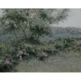 Andre Gisson, Summer Landscape with Children, Oil on canvas