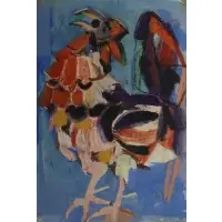 Vaclav Vytlacil, Mexican Fighting Cock, 1963, Acrylic and tempera on paper