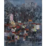 László Ney, City Landscape, Oil on canvas
