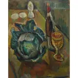 Emanuel G. Romano, Still Life with Cabbage, 1962, Oil on board
