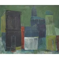 Jane Wilson, Modernist Streetscape, Oil on canvas
