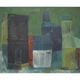 Jane Wilson, Modernist Streetscape, Oil on canvas