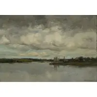 Shore Landscape by Charles P. Gruppé, Oil on board, sold Oct 2023