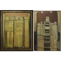 Three White Figures (Trzy biate figury) by Józef Łukomski, Oil mixed media relief on panel, sold Oct 2023