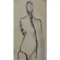 Balcomb Greene, Female Nude, Ink and watercolor on paper