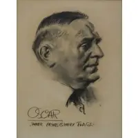 James Montgomery Flagg, Oscar of the Waldorf, Charcoal on paper
