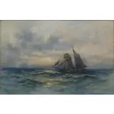 James Kennedy MacMaster, Evening of the Merseyside Coast, watercolor on paper