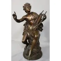 Orpheus Seated by Mathurin Moreau, Large Bronze Sculpture with nice original brown patina, sold Oct 2023
