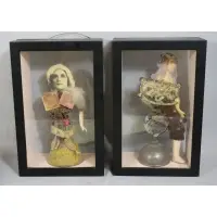 Moira Fain, Untitled, 2 Collage sculptures In Diorama Style Display Cases