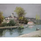 Marcel Dyf, Canal Scene, Oil on canvas