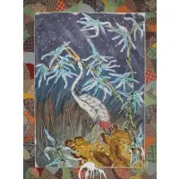 Brad Davis, Crane & Bamboo / Night, Acrylic and polyester on canvas
