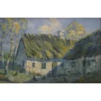 Carl Hesslund, The Farm Yard, Oil on canvas
