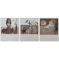 Salvador Dalí, Don Quixote (The Dreamer), "Le Legacy, Color etchings with aquatint on Japon paper, 1981