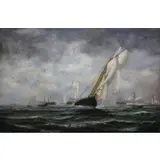 Eric Nielsen, Sailing Vessels at Sea, Oil on canvas