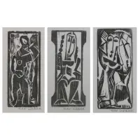 Group of 3 Untitled Abstract Figures by Max Weber, Woodcuts on paper, sold Aug 2023