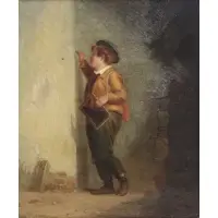 Alexander Fraser, Boy Standing by a Wall, Oil on canvas