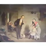 Jan Jac Matthys Damschroeder, Family Interior Genre Scene, Oil on canvas