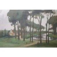 George Elmer Browne, Wooded Landscape, Oil on panel