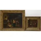 The Younger David Teniers, Pair of Interior Genre Scenes, Oils on canvas, circa 19th century