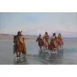 Charles Craig, Five Indians Crossing a River, Oil on canvas, 1905
