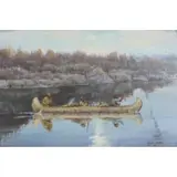 Frank Hagel, Hudson Bay Men on the Flathead, Oil on board, 1995