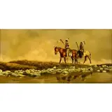 William Burlingame, Two Native Americans on Horseback, Oil on board