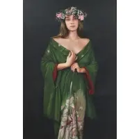 Duffy Sheridan, Green Kimono (Portrait), Oil on canvas