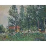 Oskar Stössel, Wooded Landscape Scene, Oil on canvas