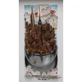 A Melting Pot of Chocolate...NYC by Charles Fazzino, Mixed media, 3-D serigraph on white museum board with crystals and glitter, sold Sep 2023