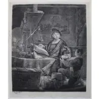 Rembrandt, The Gold Weigher (B.281), Etching on thin laid paper