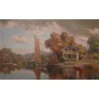 Custer Ingham, Lake House Scene in Vergennes, 1924, Oil on board