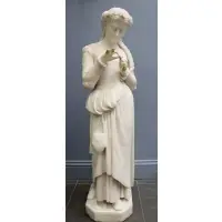 Untitled by Giovanni Turini, Very finely executed marble sculpture of a girl with long braids and a floral head piece, sold Sep 2023
