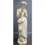 Giovanni Turini, Untitled, Very finely executed marble sculpture of a girl with long braids and a floral head piece