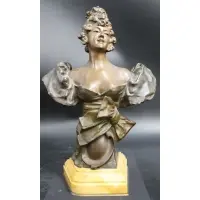Charles Masse, Untitled, Bronze bust of a beauty on a hard base, potentially marble