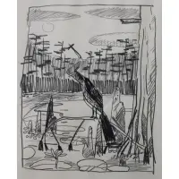 David Bates, David Bates, Sketch for Anhinga, 1988, Graphite on paper, 1988