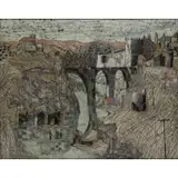 Jacques Bleny, Untitled Landscape with Bridge, Oil on canvas, 1955