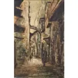 Zvi Raphaeli, Street Scene, Oil on canvas on board