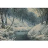 Charles McAuley, Winter Landscape, Oil on canvas
