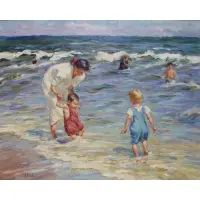 Brian Becken, Beach scene, Oil on canvas