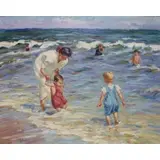 Brian Becken, Beach scene, Oil on canvas