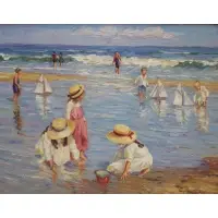 Brian Becken, Beach scene, Oil on canvas