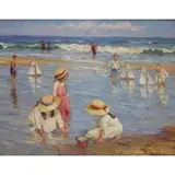 Brian Becken, Beach scene, Oil on canvas