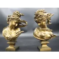 A.D. Saibas, Untitled, Two very well executed Gilt Bronze Busts