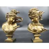 A.D. Saibas, Untitled, Two very well executed Gilt Bronze Busts