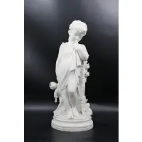 Polydore Comein, Untitled, Extremely well executed and large marble sculpture of a young girl