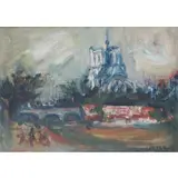 Jakub Zucker, Notre Dame, Paris, Oil on board