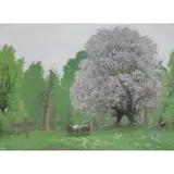 Frank DuMond, Blossoming Tree Landscape Scene, Oil on canvas