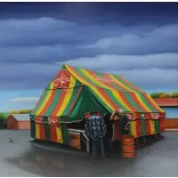 Fairground by Randal Deihl, Oil on board, sold Jun 2023